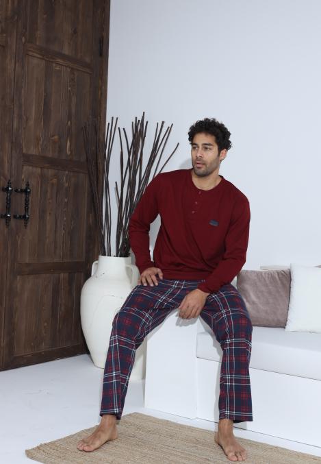 Pijama Barbati ,Maneca si Pantaloni Lungi,Culoare Bordo ,Engros